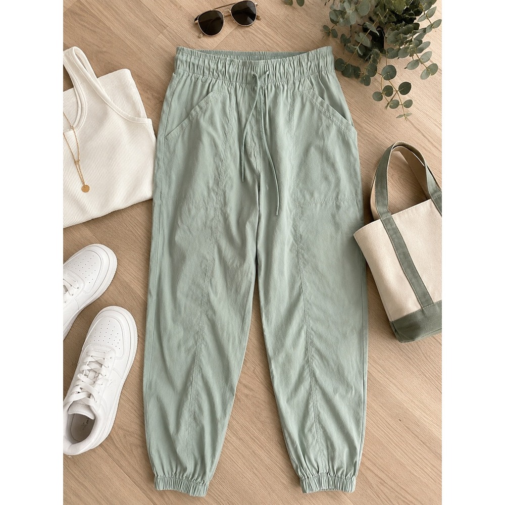 Abercrombie & Fitch Sage Green Jogger Pants Medium Lightweight Pull On Utility‎